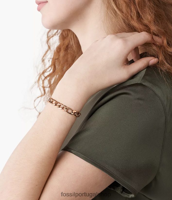 Fossil mulheres Rowan oh tão charmosa pulseira de corrente de aço inoxidável tom de ouro rosa joia 40NJ6Z1234