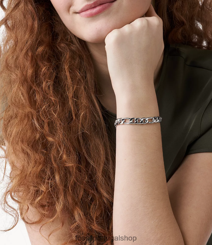 Fossil mulheres Rowan oh tão charmosa pulseira de corrente de aço inoxidável tom prata joia 40NJ6Z1161