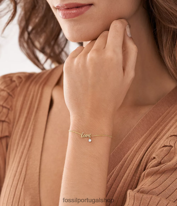 Fossil mulheres Sadie Love Notes pulseira estação de aço inoxidável dois tons joia 40NJ6Z1016