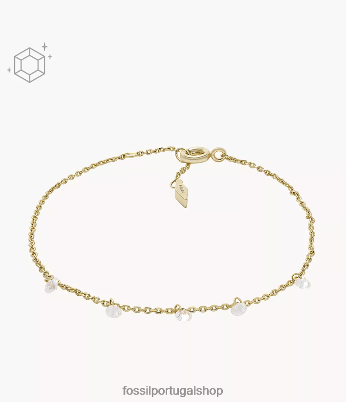 Fossil mulheres Sadie Shine Bright Latão banhado a 14 quilates e pulseira pendente de aço inoxidável ouro joia 40NJ6Z996