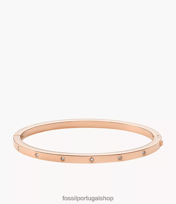 Fossil mulheres Sadie brilha pulseira de aço inoxidável brilhante tom de ouro rosa joia 40NJ6Z991