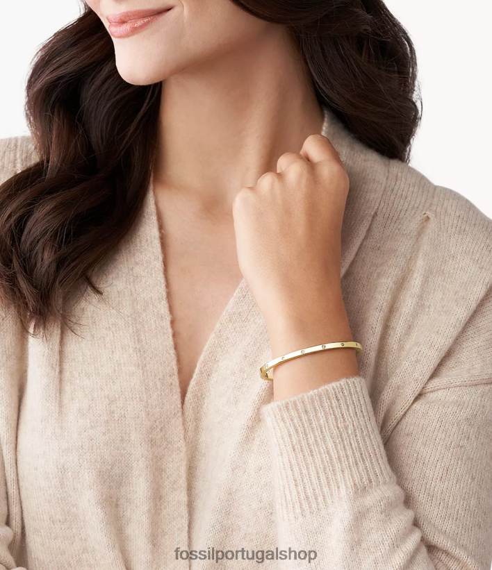 Fossil mulheres Sutton brilha pulseira de aço inoxidável brilhante tom de ouro joia 40NJ6Z997