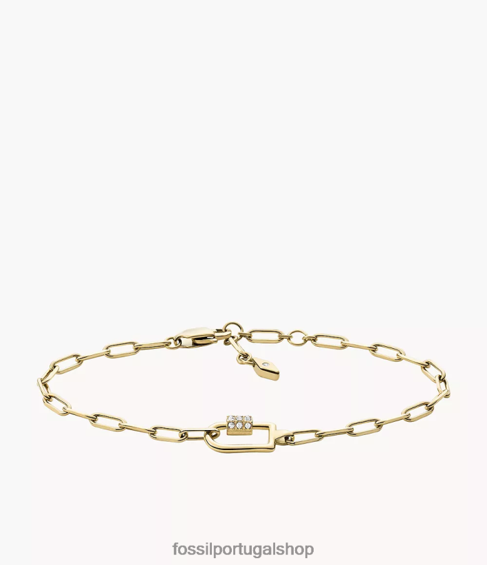 Fossil mulheres corra oh tão charmosa pulseira de corrente de aço inoxidável tom de ouro joia 40NJ6Z1125
