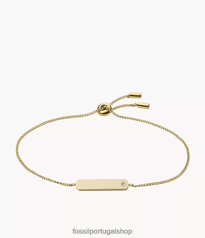 Fossil mulheres desenhou pulseira de corrente com barra de aço inoxidável tom de ouro joia 40NJ6Z1011