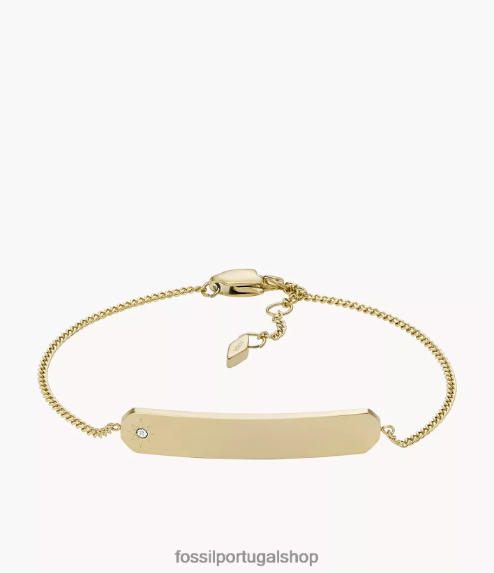 Fossil mulheres desenhou pulseira de corrente com barra de aço inoxidável tom de ouro joia 40NJ6Z976