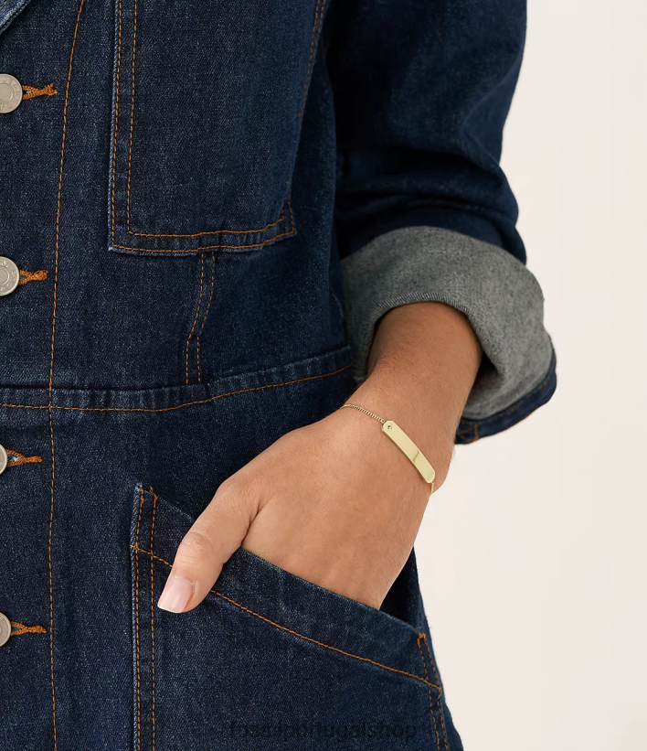 Fossil mulheres desenhou pulseira de corrente com barra de aço inoxidável tom de ouro joia 40NJ6Z976