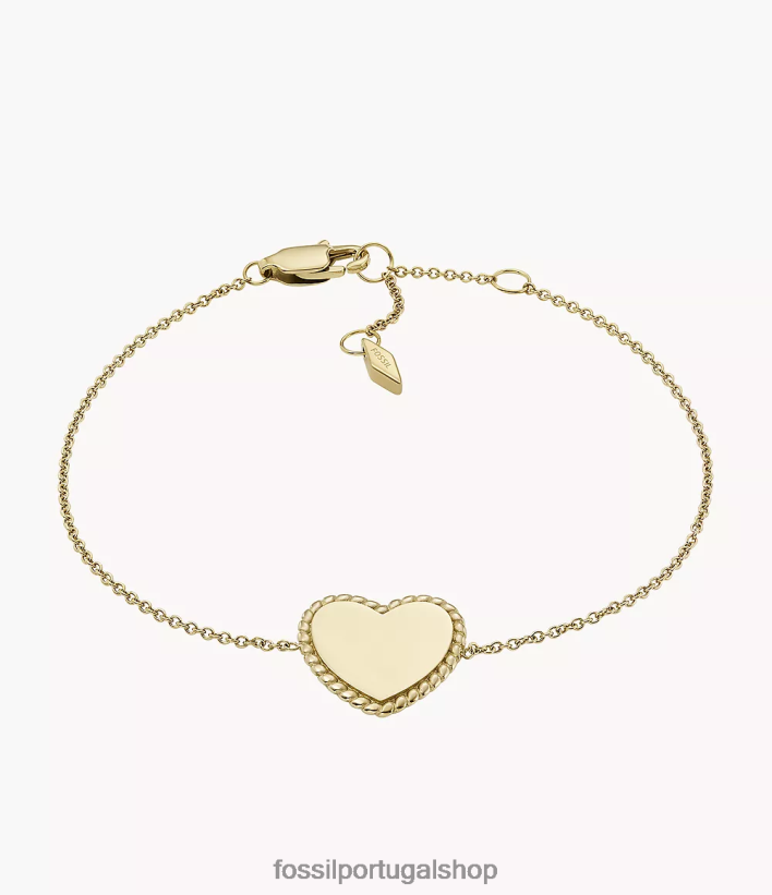 Fossil mulheres desenhou pulseira de estação de aço inoxidável tom de ouro joia 40NJ6Z1012