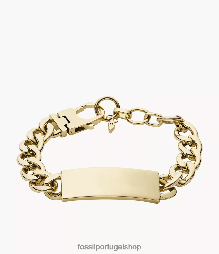 Fossil mulheres desenhou pulseira de identificação de aço inoxidável tom de ouro joia 40NJ6Z964