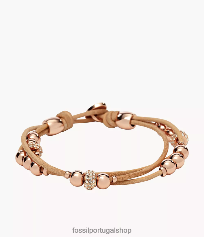 Fossil mulheres pulseira Sadie Rondelle bege/marrom/ouro rosa joia 40NJ6Z965