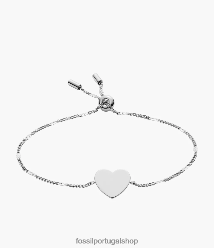 Fossil mulheres pulseira de aço inoxidável com coração lane tom prata joia 40NJ6Z987