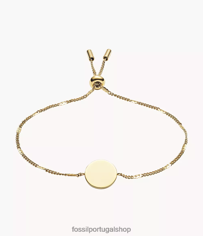 Fossil mulheres pulseira de aço inoxidável lane disc tom de ouro joia 40NJ6Z1005