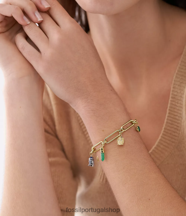 Fossil mulheres pulseira de charme de guerra nas estrelas opala/acenturina verde/esmalte azul joia 40NJ6Z962