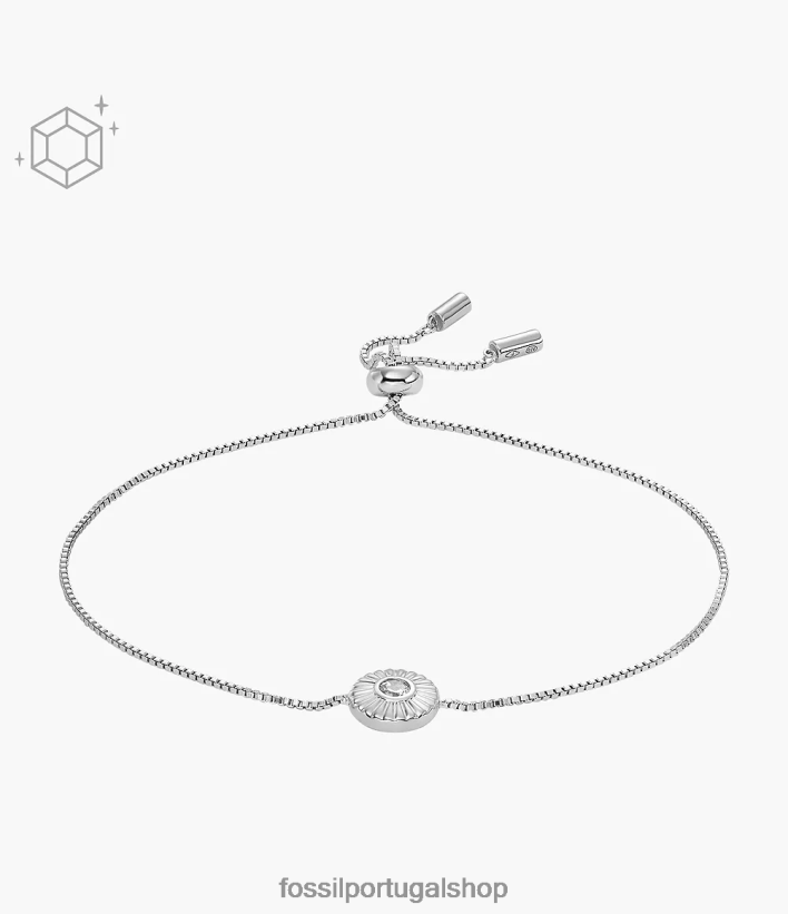 Fossil mulheres pulseira de corrente circular com textura esterlina prata joia 40NJ6Z1028