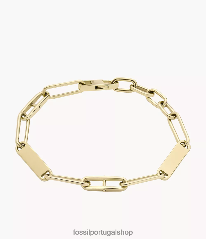 Fossil mulheres pulseira de corrente de aço inoxidável Heritage Essentials tom de ouro joia 40NJ6Z1014