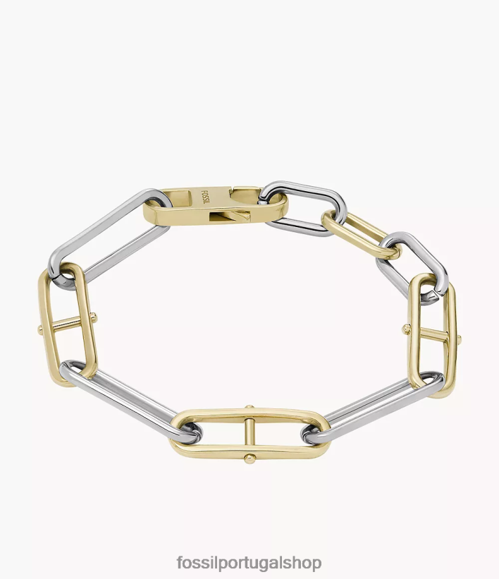 Fossil mulheres pulseira de corrente de aço inoxidável d-link Heritage dois tons joia 40NJ6Z975