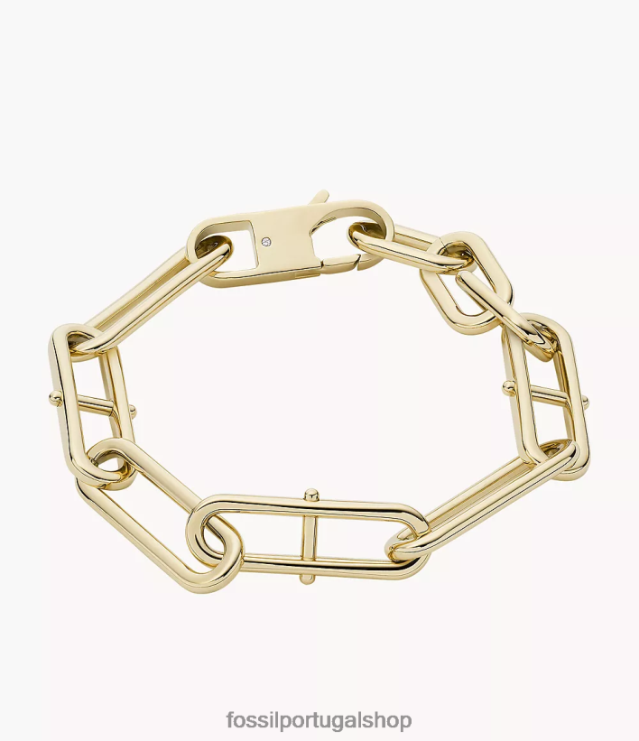 Fossil mulheres pulseira de corrente de aço inoxidável d-link Heritage tom de ouro joia 40NJ6Z963