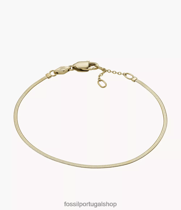 Fossil mulheres pulseira de corrente de aço inoxidável toda empilhada tom de ouro joia 40NJ6Z978