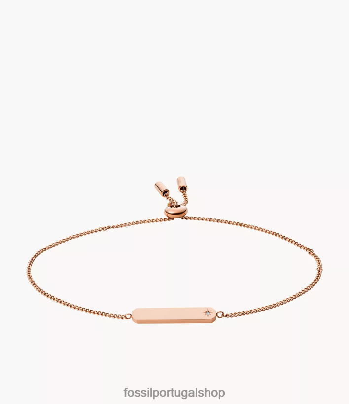 Fossil mulheres pulseira de corrente de barra de aço inoxidável lane tom de ouro rosa joia 40NJ6Z970