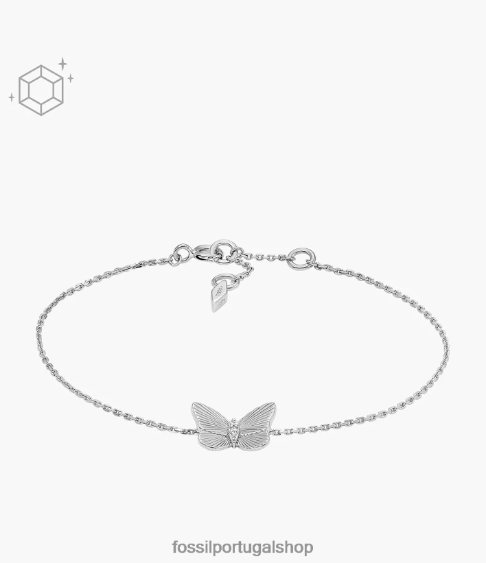 Fossil mulheres pulseira de corrente de borboletas esterlinas prata joia 40NJ6Z992