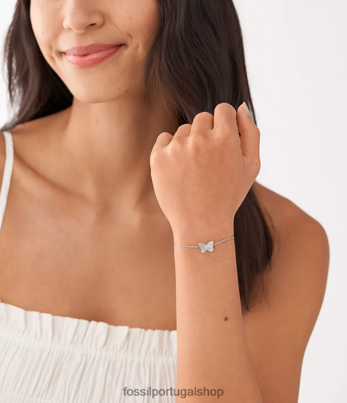 Fossil mulheres pulseira de corrente de borboletas esterlinas prata joia 40NJ6Z992