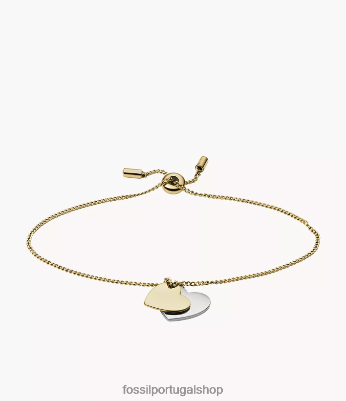 Fossil mulheres pulseira de corrente de coração de aço inoxidável lane dois tons joia 40NJ6Z1270