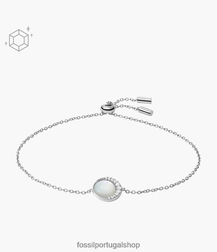 Fossil mulheres pulseira de corrente esterlina crescente madrepérola branca joia 40NJ6Z993