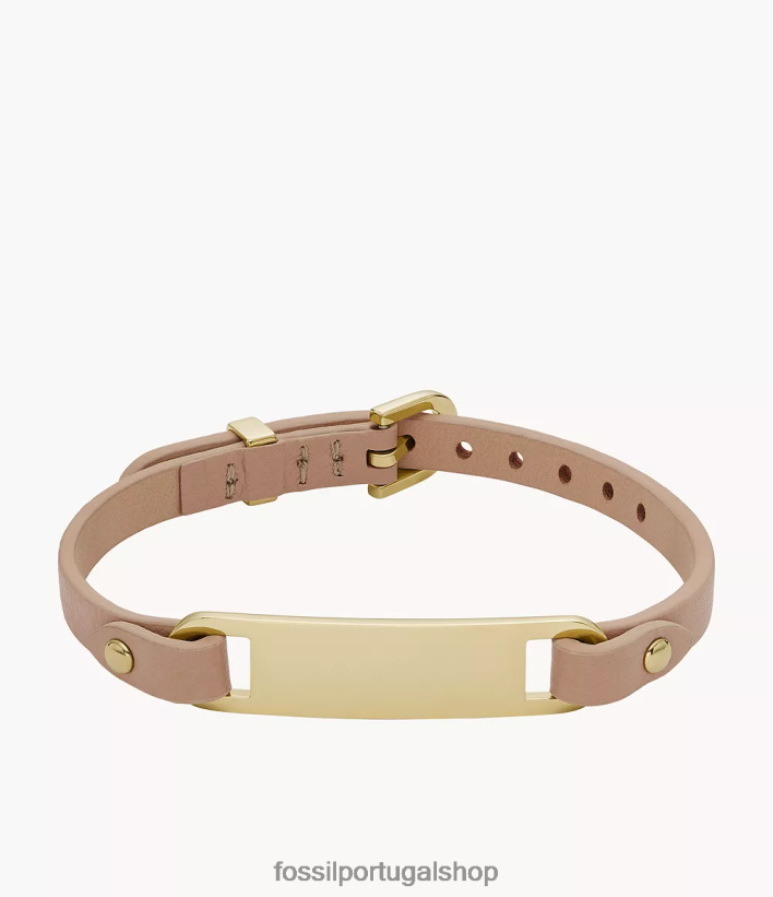 Fossil mulheres pulseira de couro com placa herdada café com leite marrom joia 40NJ6Z1001