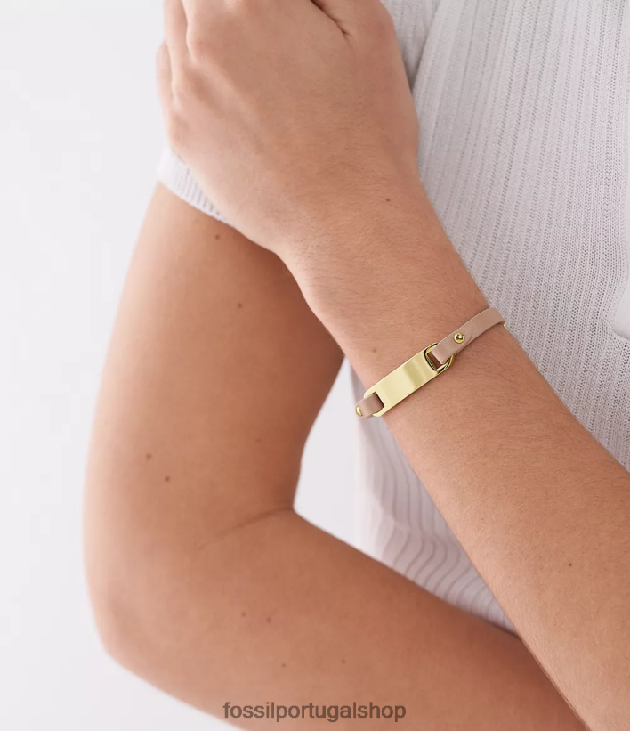 Fossil mulheres pulseira de couro com placa herdada café com leite marrom joia 40NJ6Z1001
