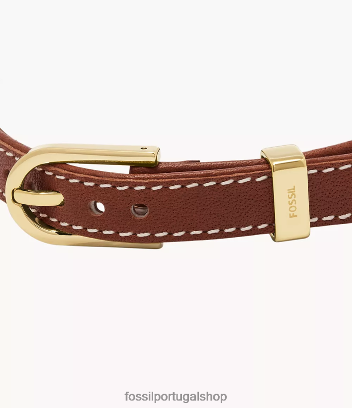 Fossil mulheres pulseira de couro d-link Heritage Marrom e branco joia 40NJ6Z1002