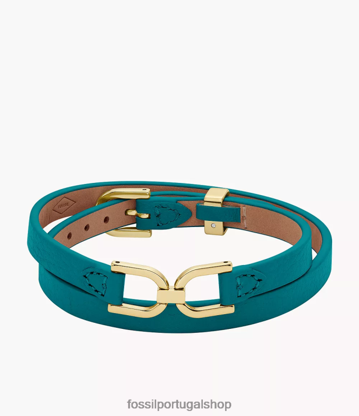 Fossil mulheres pulseira de couro d-link Heritage azul esfumaçado joia 40NJ6Z971