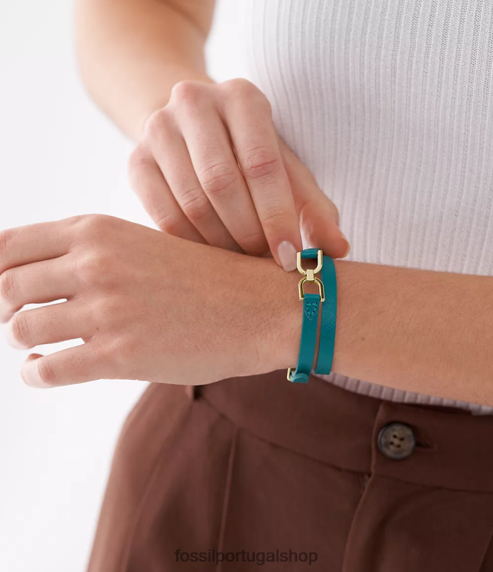 Fossil mulheres pulseira de couro d-link Heritage azul esfumaçado joia 40NJ6Z971