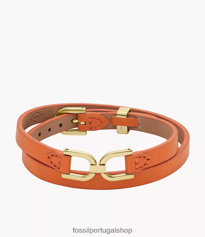Fossil mulheres pulseira de couro d-link Heritage laranja monarca joia 40NJ6Z1000
