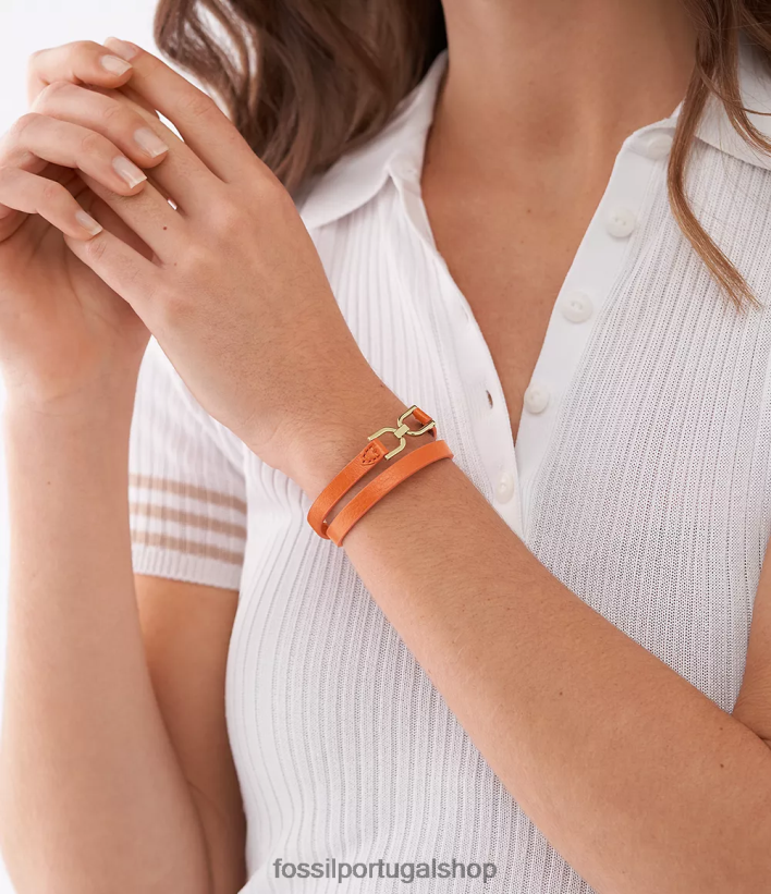 Fossil mulheres pulseira de couro d-link Heritage laranja monarca joia 40NJ6Z1000
