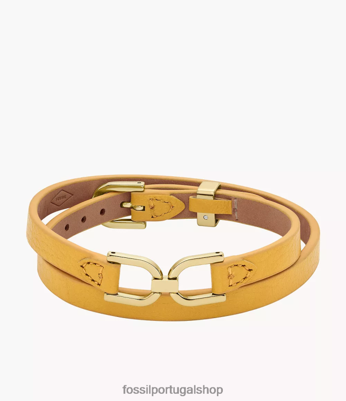 Fossil mulheres pulseira de couro d-link Heritage limão amarelo joia 40NJ6Z998