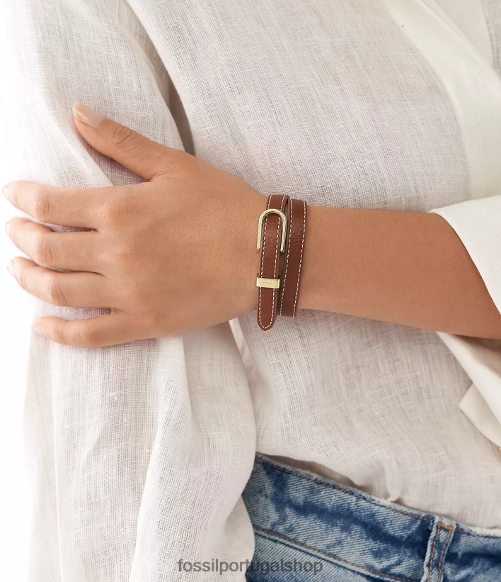 Fossil mulheres pulseira de couro d-link Heritage marrom joia 40NJ6Z1208