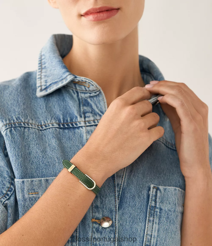 Fossil mulheres pulseira de couro d-link Heritage verde joia 40NJ6Z1251