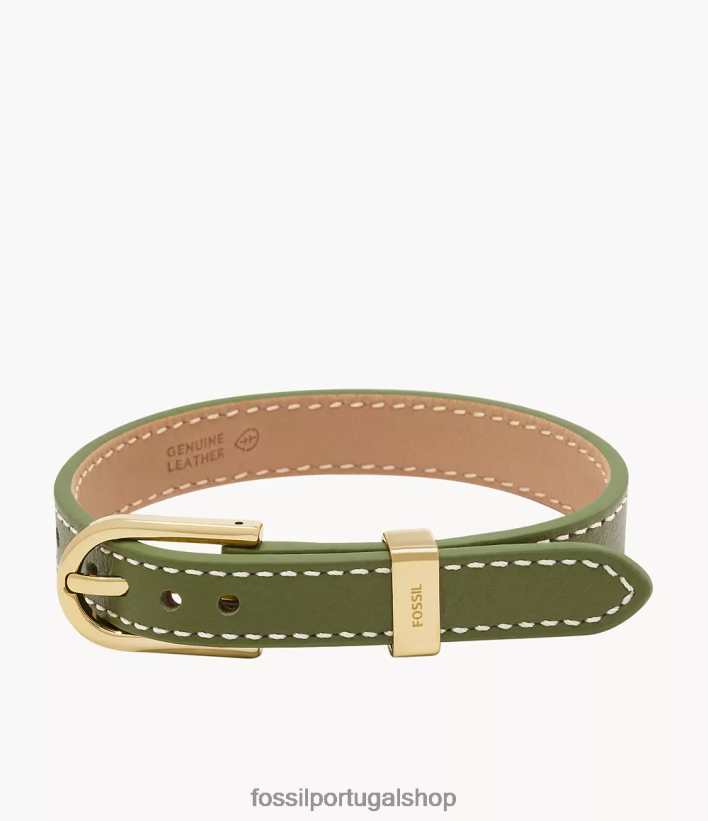 Fossil mulheres pulseira de couro d-link Heritage verde médio joia 40NJ6Z1214