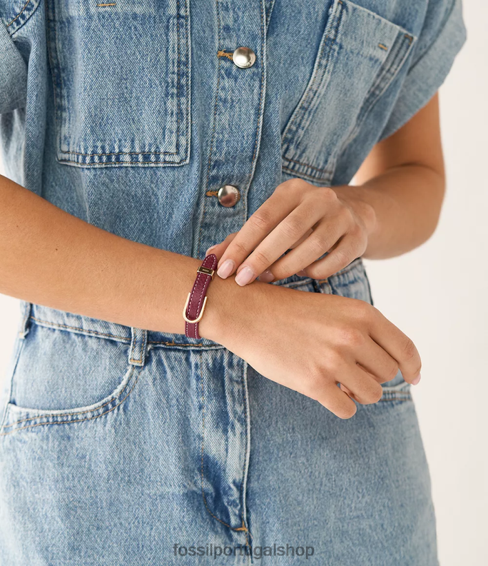 Fossil mulheres pulseira de couro d-link Heritage vermelho joia 40NJ6Z1245