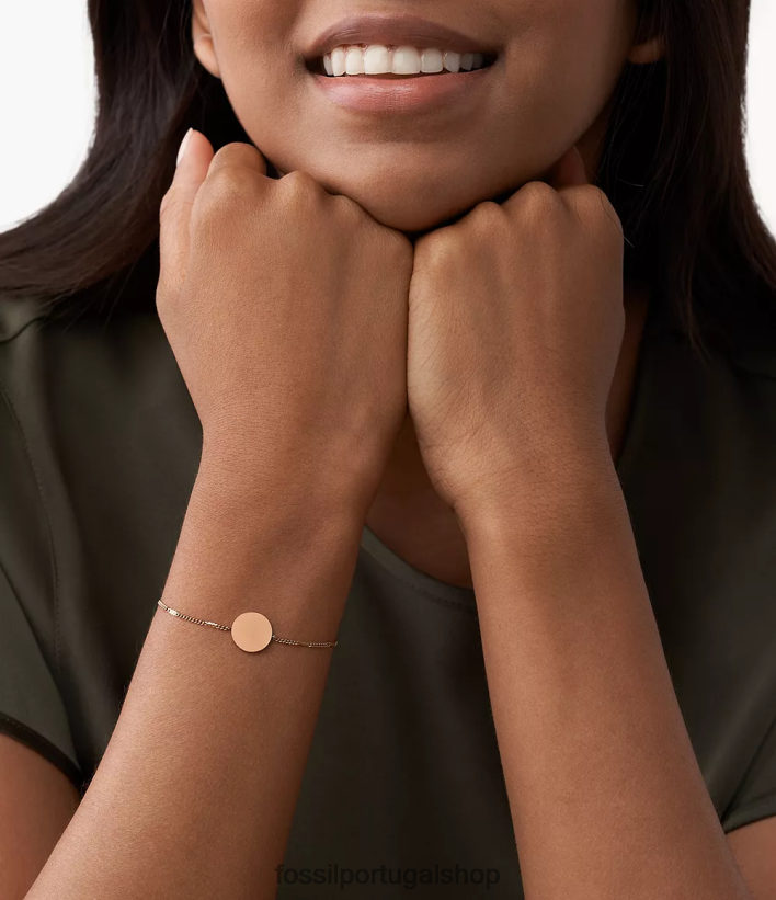 Fossil mulheres pulseira de disco de pista tom de ouro rosa joia 40NJ6Z1018