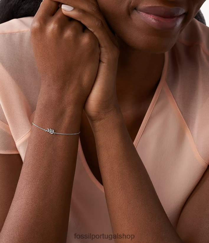 Fossil mulheres pulseira de lei elliott olive branch prata joia 40NJ6Z1022