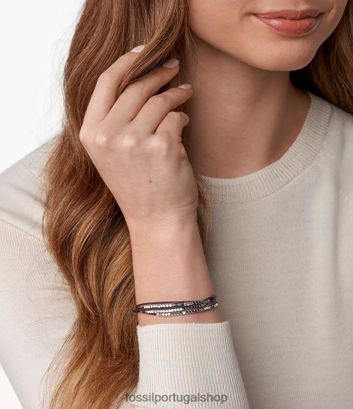 Fossil mulheres pulseira deslizante rondelle delicada Sadie marrom/prata joia 40NJ6Z988