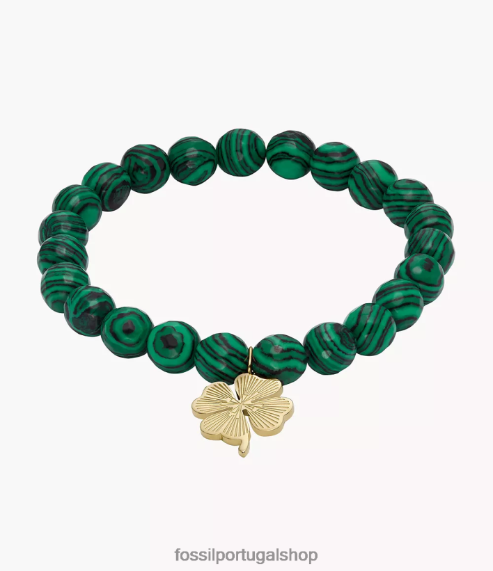 Fossil mulheres pulseira sutton moderna e mágica com contas de malaquita reconstituída verde joia 40NJ6Z1248