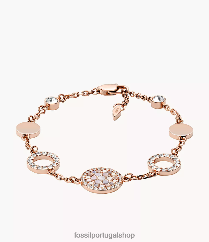 Fossil mulheres pulseira val mosaic disc station madrepérola joia 40NJ6Z974