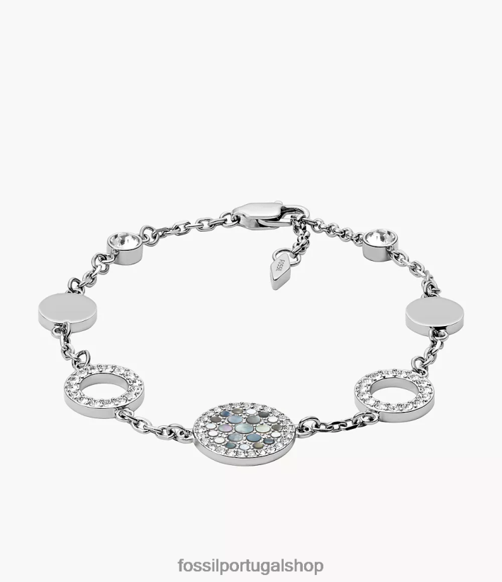 Fossil mulheres pulseira val mosaic disc station madrepérola joia 40NJ6Z994