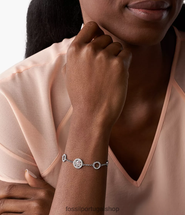 Fossil mulheres pulseira val mosaic disc station madrepérola joia 40NJ6Z994