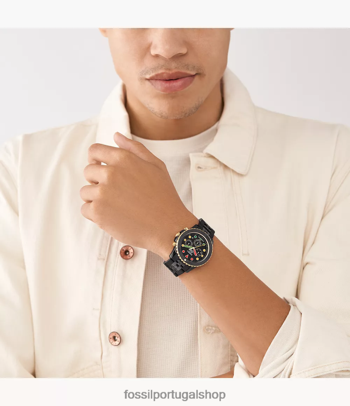 Fossil homens história mês fb-01 relógio cronógrafo de cerâmica preto assistir 40NJ6Z1594