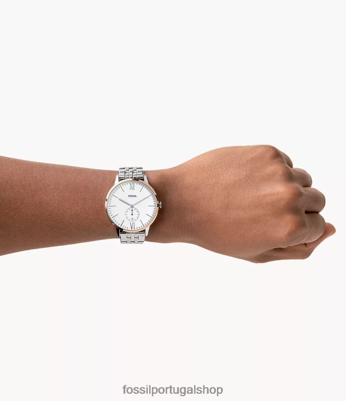 Fossil homens conjunto de caixa de relógio de três ponteiros em aço inoxidável para ele e ela prata assistir 40NJ6Z1568