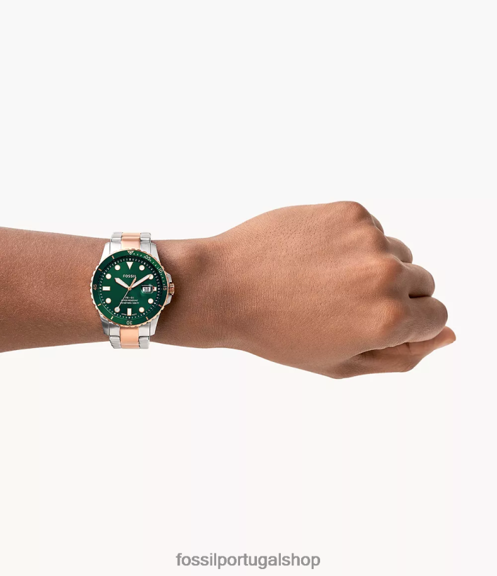 Fossil homens fb-01 relógio de aço inoxidável com data de três ponteiros dois tons assistir 40NJ6Z1370