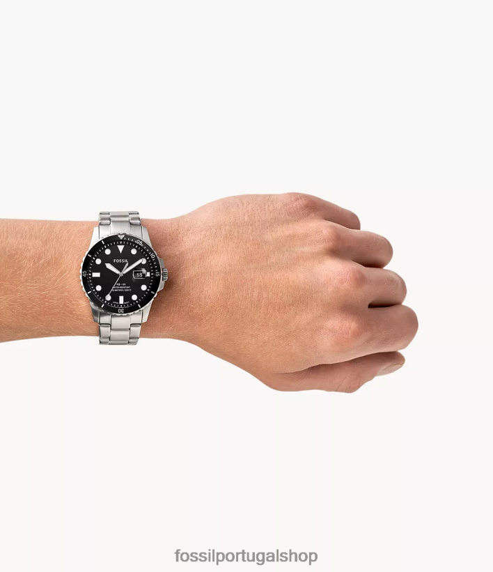 Fossil homens fb-01 relógio de aço inoxidável com data de três ponteiros tom prata assistir 40NJ6Z1352