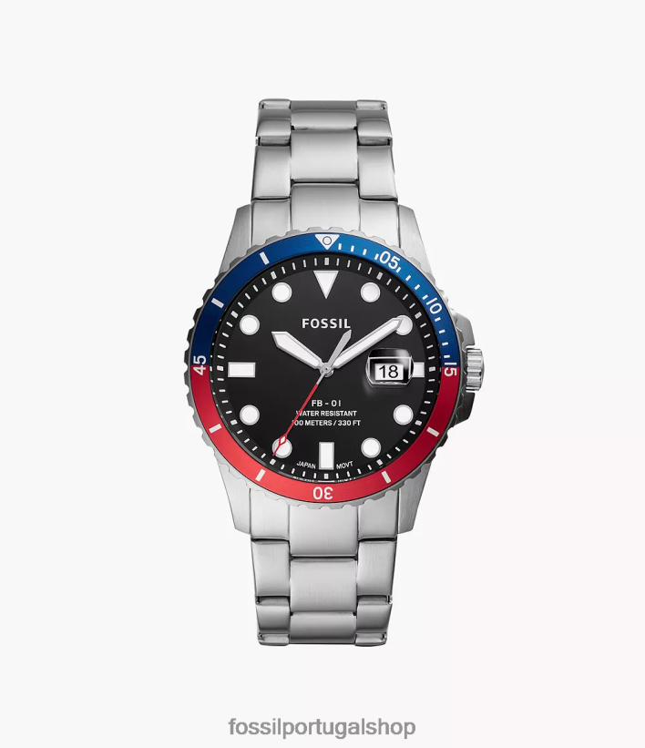 Fossil homens fb-01 relógio de aço inoxidável com data de três ponteiros tom prata assistir 40NJ6Z1359